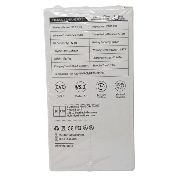 NWT ~ Wireless Headset ~ Siri ~ Mute~ Long Battery Life~ Bluetooth ~Noise Cancel - Picture 4 of 11